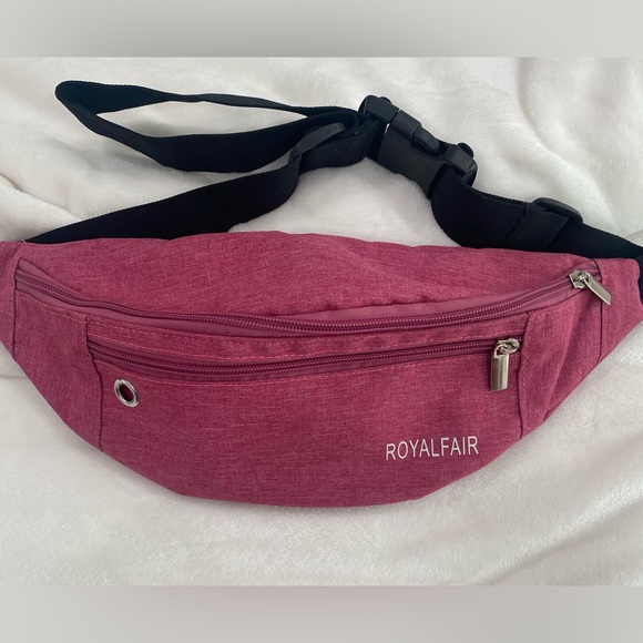 Belt Bag / Fanny Pack Adjustable Strap with Hidden Zipper Pocket, Pink - Picture 1 of 6